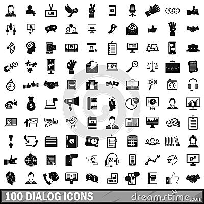 100 dialog icons set, simple style Vector Illustration