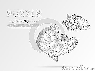 Dialogue cloud Origami style Jigsaw Puzzle. Abstract Social Network or Chat. Neon low poly. Polygonal wireframe. Vector Vector Illustration