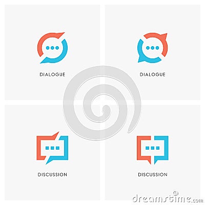 Dialogue and discussion logo set Vector Illustration