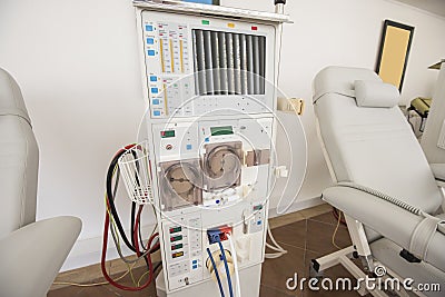 Dialysis machine in a medical center Stock Photo