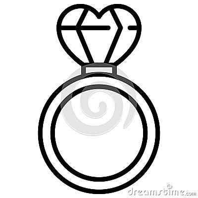 Diamon ring icon, Love and heart vector Vector Illustration