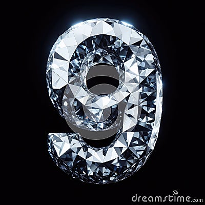 diamond alphabet - number NINE - Type 9 Stock Photo