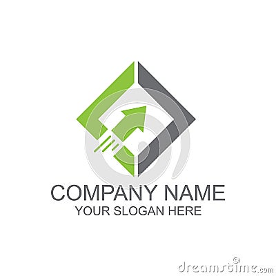 Diamond with arrow logo Vector Illustration