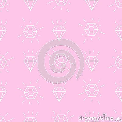 Diamond background. Pink and white girlish illustration. Vector Illustration