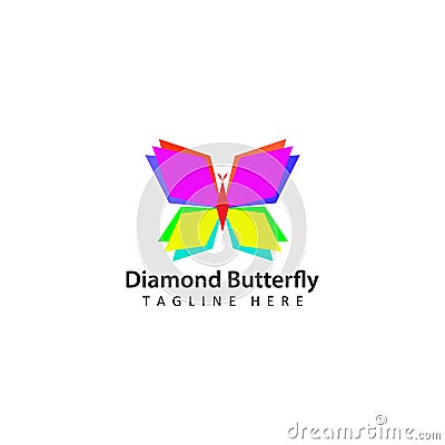 diamond butterfly logo template design vector Vector Illustration