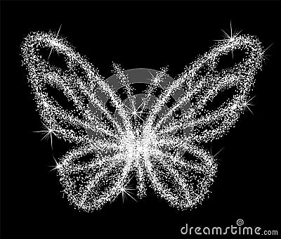 Diamond butterfly, Snow butterfly made of white dots. hand drawing. Not AI. vector illustration Vector Illustration