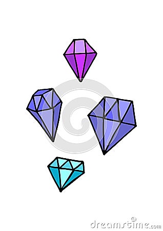 DIAMOND CARTOON WITH BLACK THICK BORDER AND PURPLE TONED COLORS Stock Photo