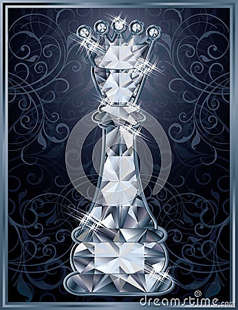 Diamond chess Queen card Vector Illustration
