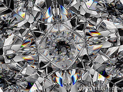 Diamond closeup and kaleidoscope pattern Cartoon Illustration