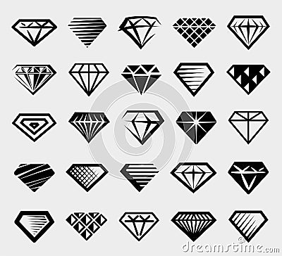 Diamond collection set. Collection icon diamonds. Vector Vector Illustration