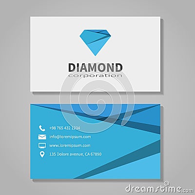 Diamond corporation business card template Vector Illustration