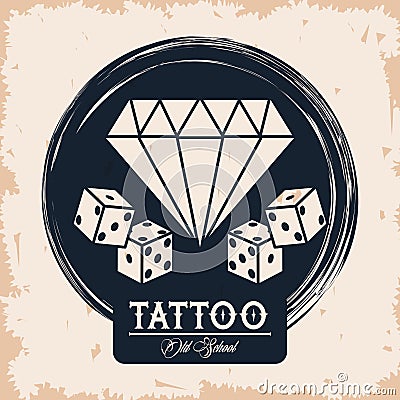 Diamond and dices tattoo studio image artistic Vector Illustration