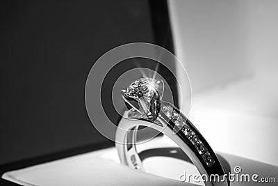 Diamond Engagement Ring Stock Photo