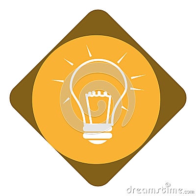 Diamond frame with circular shape and light bulb icon Vector Illustration