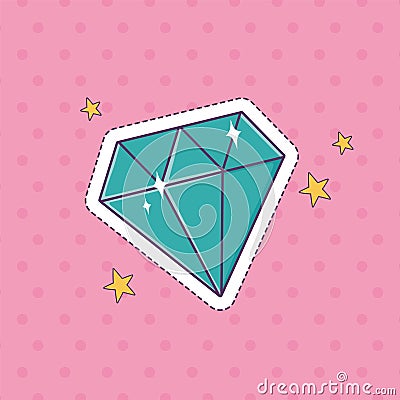 Diamond gem patch fashion badge sticker decoration icon Vector Illustration
