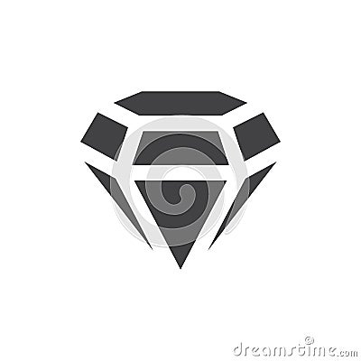 Diamond gemstone black vector icon. Simple diamond stone. Vector Illustration