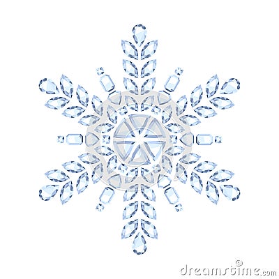 Diamond gemstone christmas shiny snowflake Vector Illustration