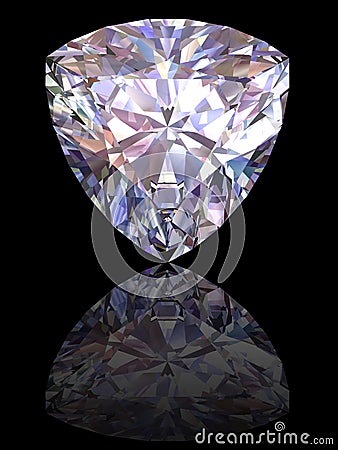 Diamond on glossy black background Stock Photo