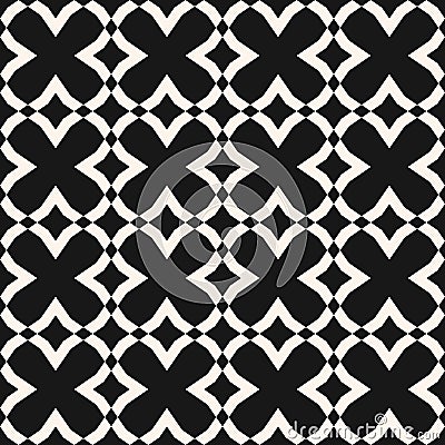 Diamond grid pattern. Black and white vector abstract geometric seamless texture Vector Illustration