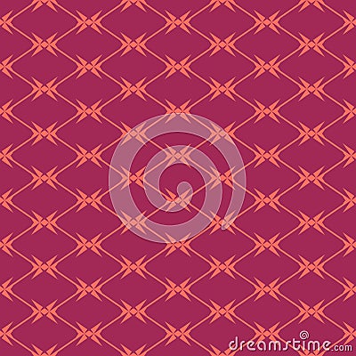 Diamond grid seamless pattern, geometric texture. Burgundy and coral color Vector Illustration