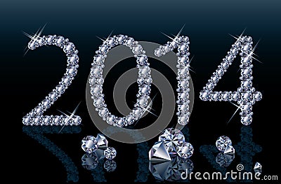 Diamond Happy New 2014 Year banner Vector Illustration