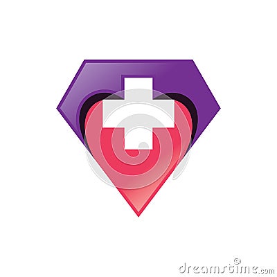 Diamond Healht Love Logo Vector Vector Illustration