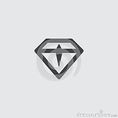 Diamond icon in a flat design in black color. Vector illustration eps10 Cartoon Illustration