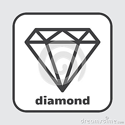 Diamond icon. Outline design. Vector Cartoon Illustration