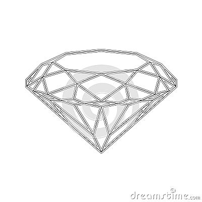 Diamond icon. Vector Illustration. Shiny crystal sign. Brilliant stone. Black stroke isolated on white background. Fashion modern Vector Illustration