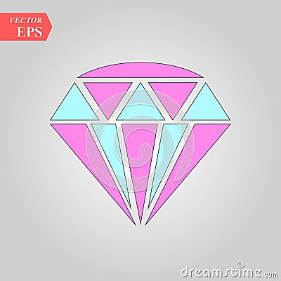 Diamond icon. Vector Illustration. Shiny crystal sign. Brilliant stone. Colorful crystal isolated on white background Vector Illustration