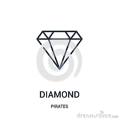 diamond icon vector from pirates collection. Thin line diamond outline icon vector illustration. Linear symbol for use on web and Vector Illustration