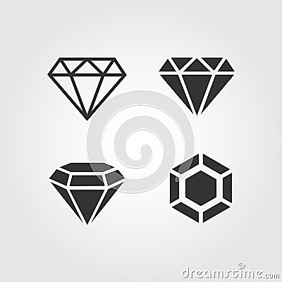 Diamond icons set, flat design Vector Illustration