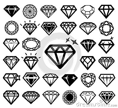 Diamond icons set. Vector Illustration