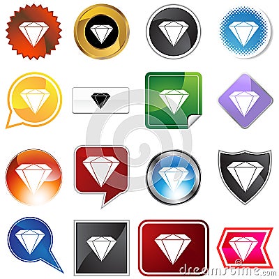 Diamond Jewel Variety Icon Set Vector Illustration