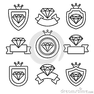 Diamond labels and elements set. Collection icon diamonds. Vector Vector Illustration