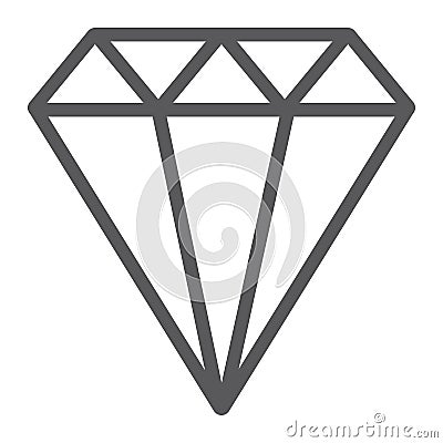 Diamond line icon, jewel and brilliant, gemstone sign, vector graphics, a linear pattern on a white background. Vector Illustration