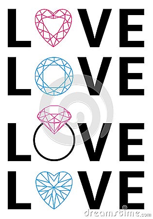 Diamond love, vector Vector Illustration