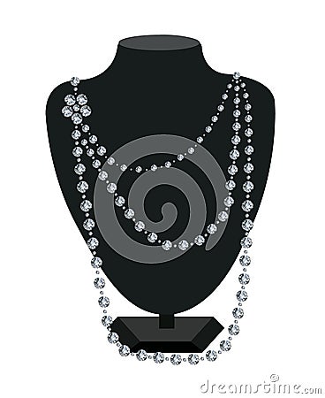 Diamond necklace on a black mannequin Vector Illustration