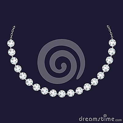 Diamond necklace icon, realistic style Vector Illustration