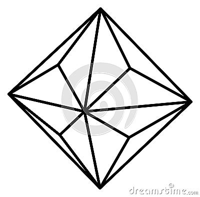 Diamond outline structure. Linear crystal black icon Vector Illustration