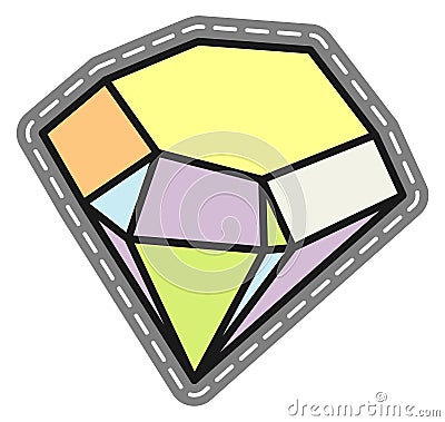 Diamond patch. Colorful jewel sticker. Shiny gemstone Vector Illustration
