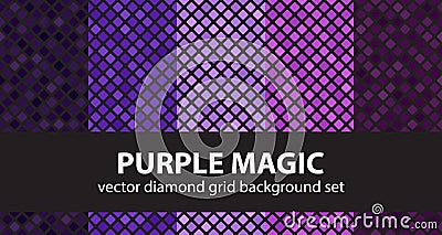 Diamond pattern set Purple Magic. Vector seamless geometric back Vector Illustration