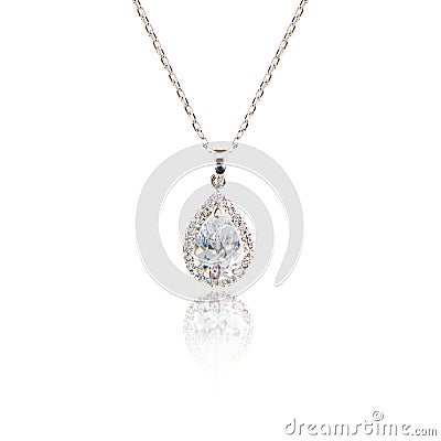 Diamond pendant on white Stock Photo