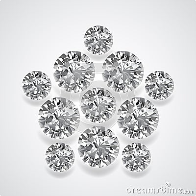 Diamond pentagon brooch Vector Illustration