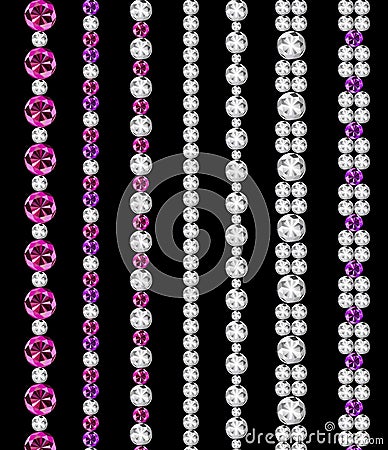 Diamond Realistic Borders Set Vector Illustration Vector Illustration