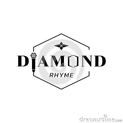 Diamond rhyme badge design with microphone Vector Illustration