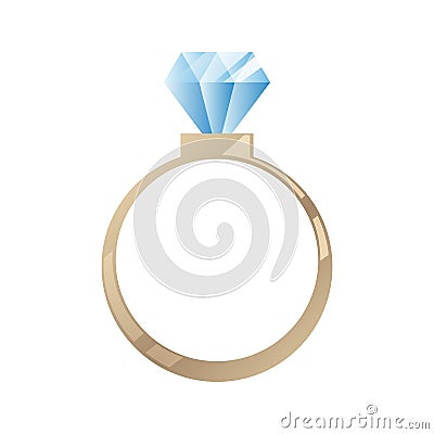 Diamond ring flat icon. Vector Illustration