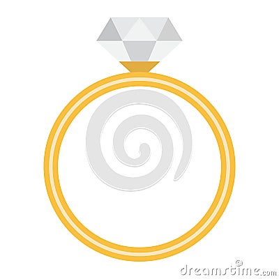 Diamond ring flat icon, valentines day Vector Illustration