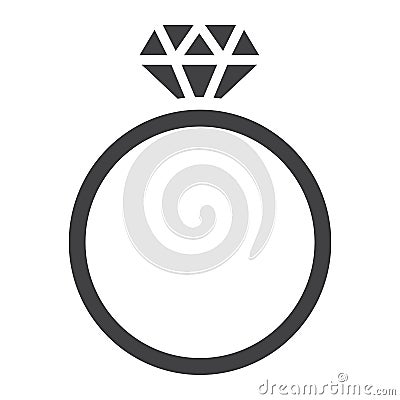 Diamond ring glyph icon, valentines day Vector Illustration