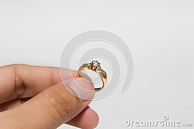 diamond ring in hand isolated Stock Photo